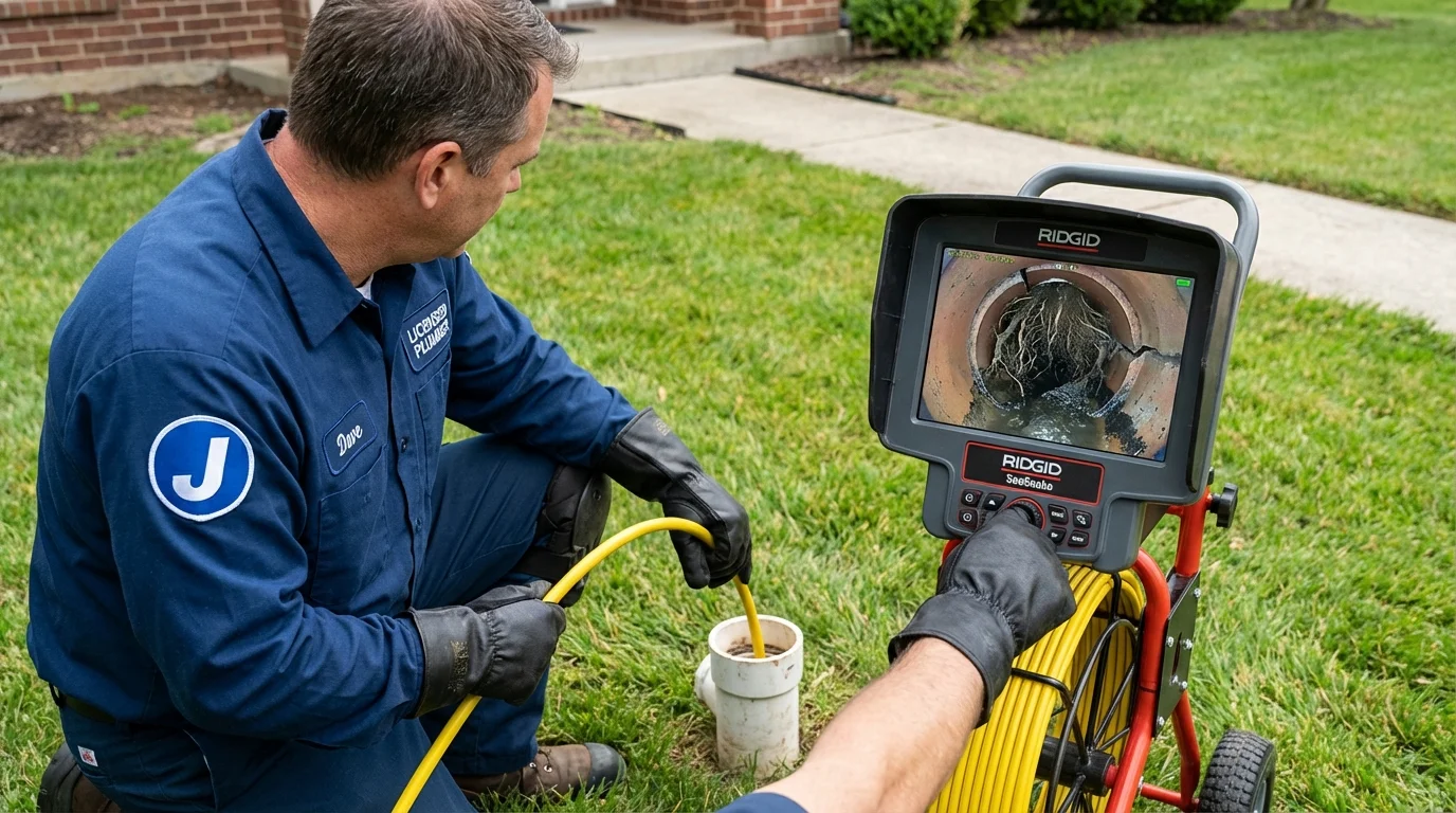 Sewer camera inspection being performed by Johns Plumbing LLC in Vermilion