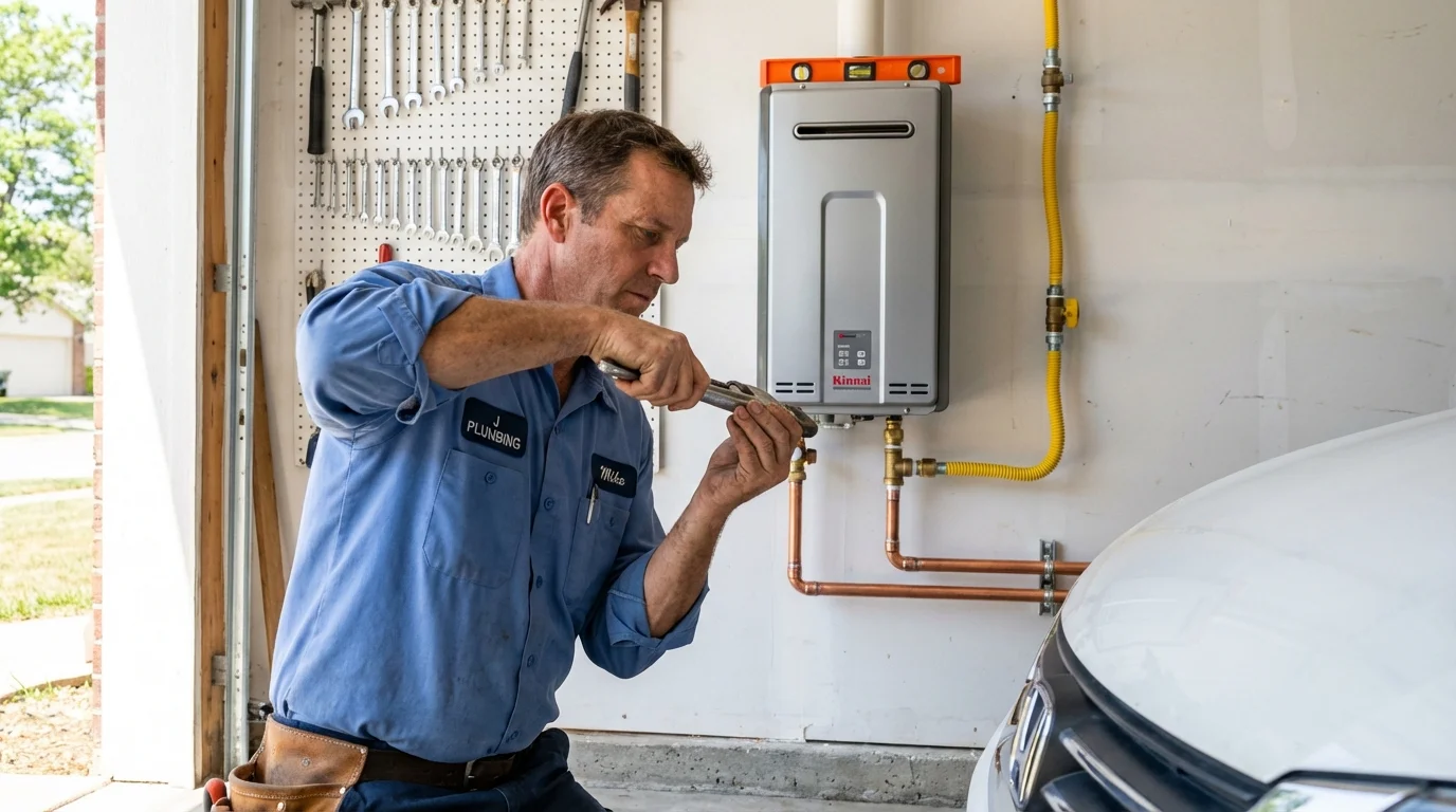 Tankless water heater installation by a Johns Plumbing LLC plumber in Vermilion